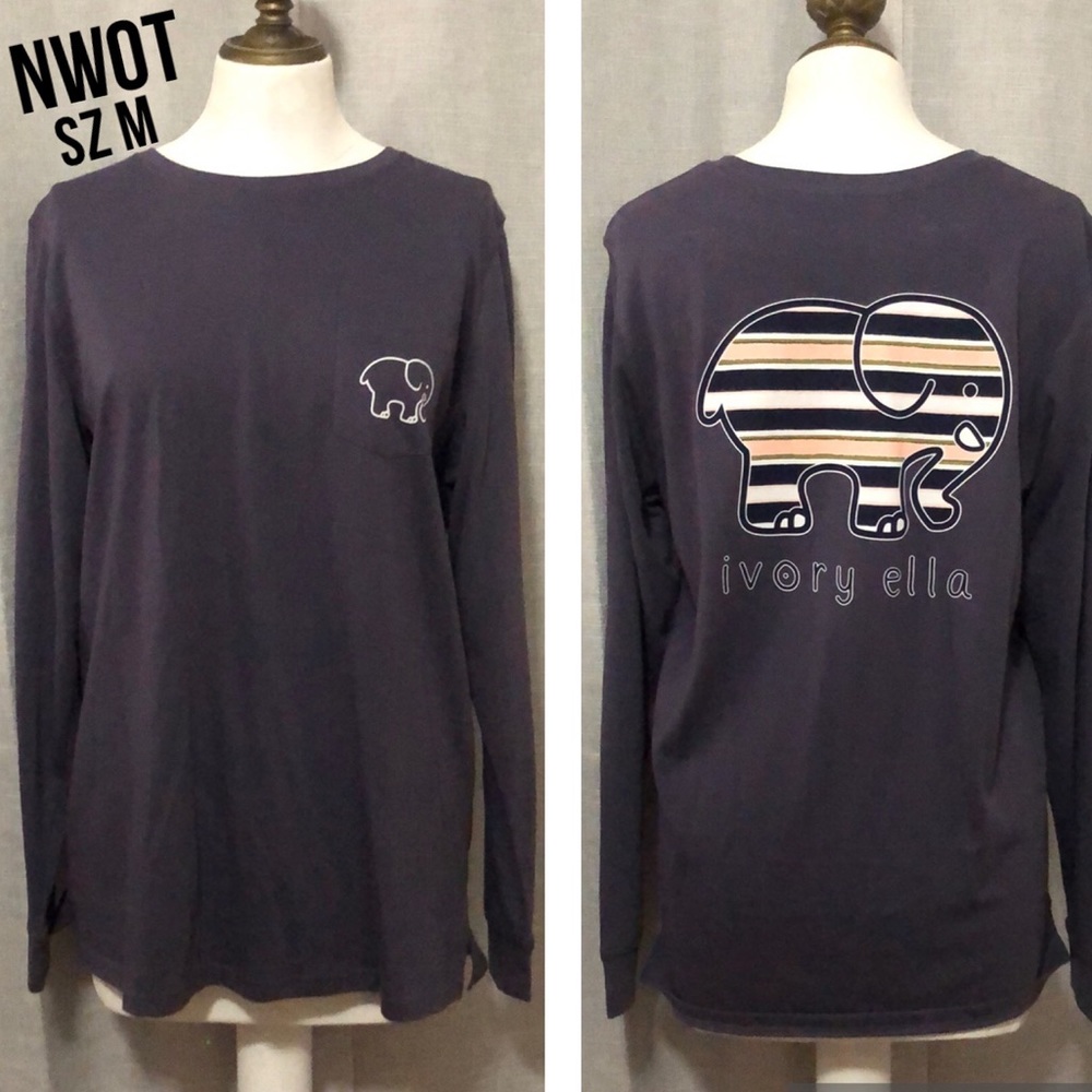 NWOT Ivory Ella LongSleeve-Sz M-Organic Cotton-Dusty Purple-Rear Logo